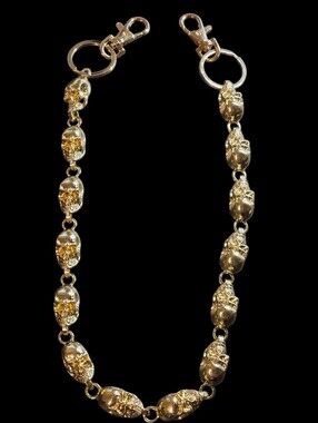 Gold Skull Link Bag Chain